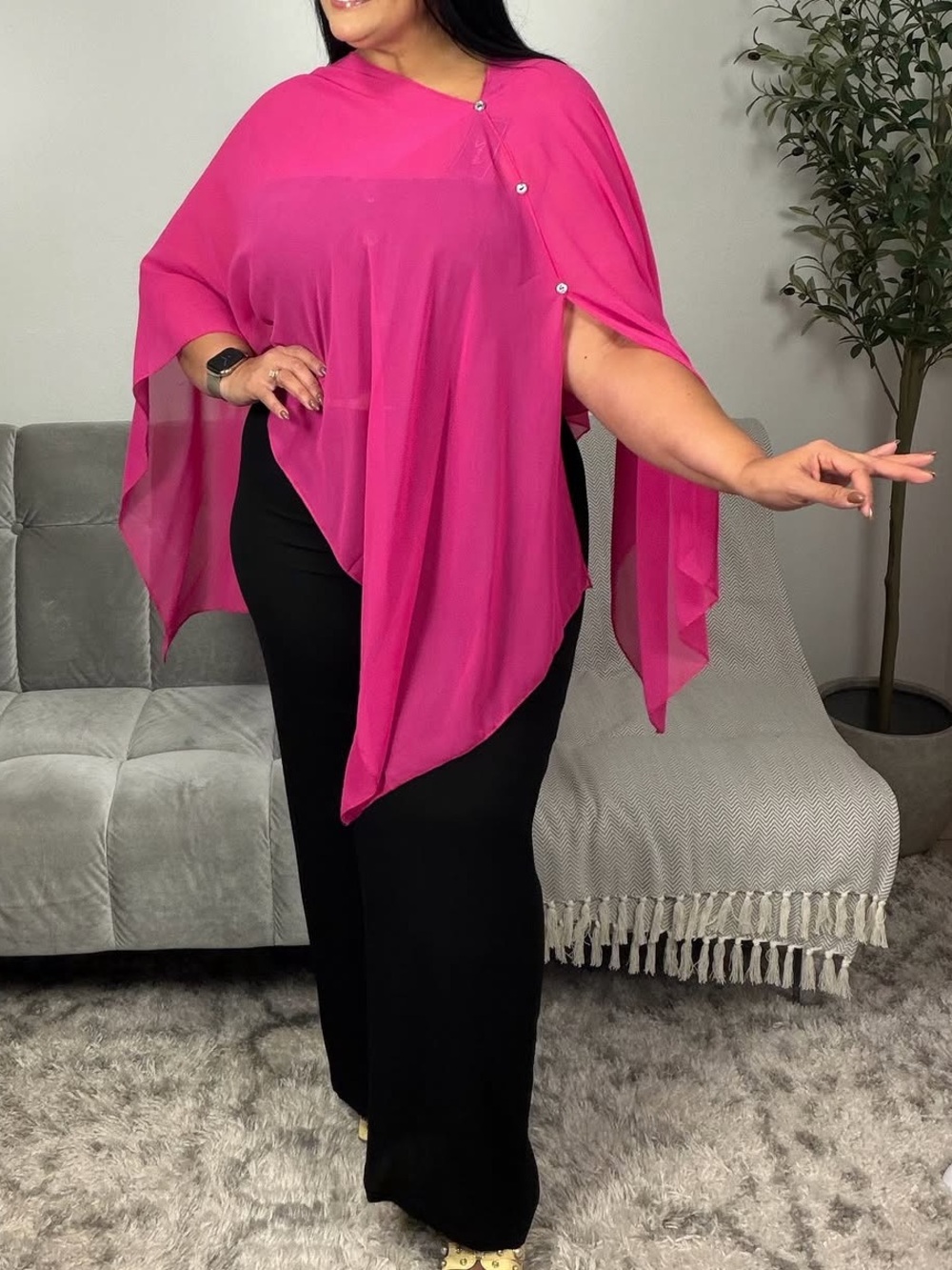 Hot Pink Chiffon Shrug Wrap